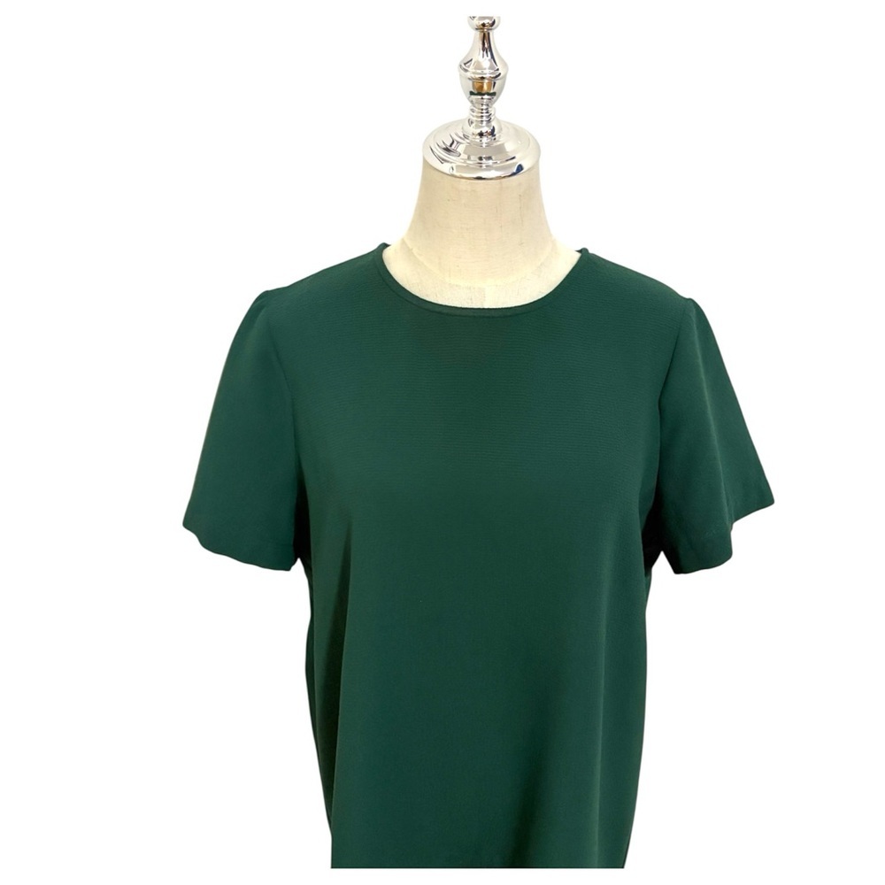 Madewell Green Tailored High-Low Hem Textured Short Sleeve‎ Shirt Size Large - Picture 3 of 10